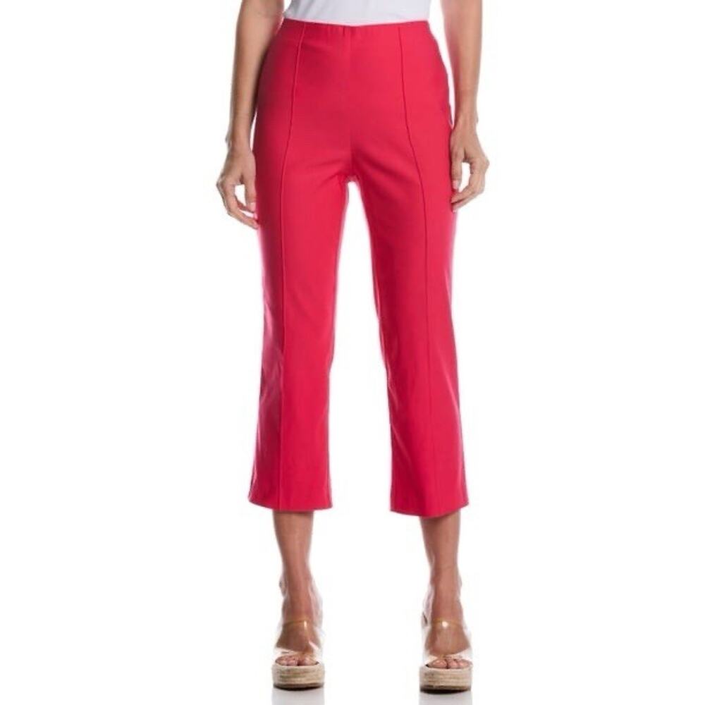 Rafaella Women’s Pintuck Cropped Pants Pink Solid Regular, Size 16